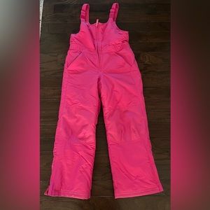 Puffer coat, Pink Old Navy Size 14 & LL Bean Ski Bibs Pink Size 10
